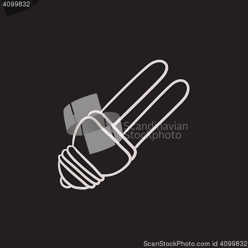 Image of Energy saving light bulb sketch icon.