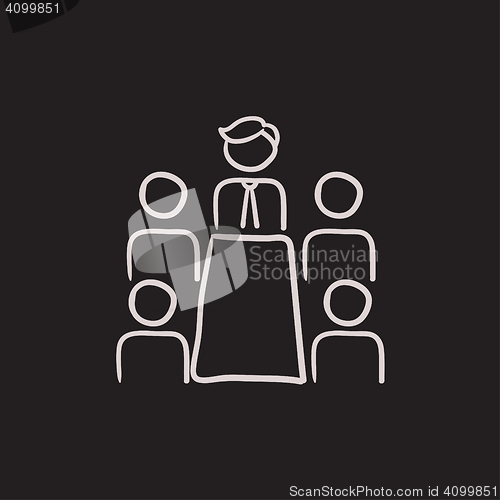 Image of Business meeting in the office sketch icon.