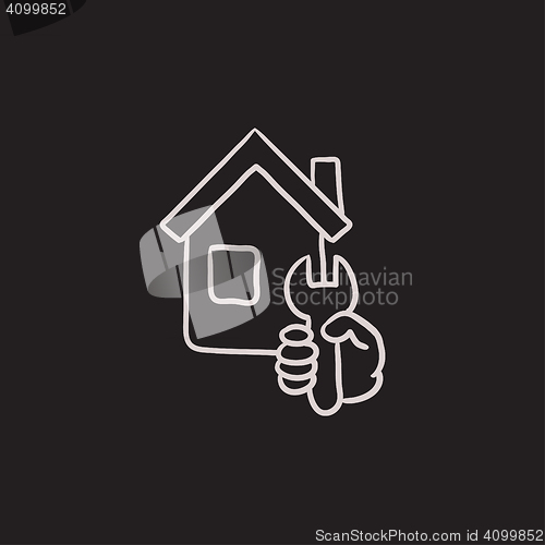 Image of House repair sketch icon.