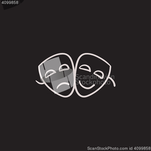 Image of Two theatrical masks sketch icon.