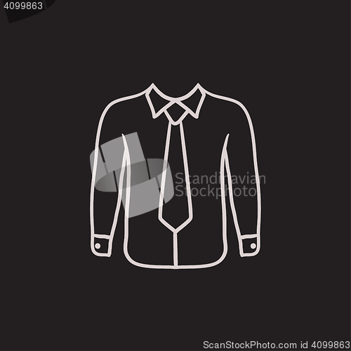 Image of Shirt with tie sketch icon.