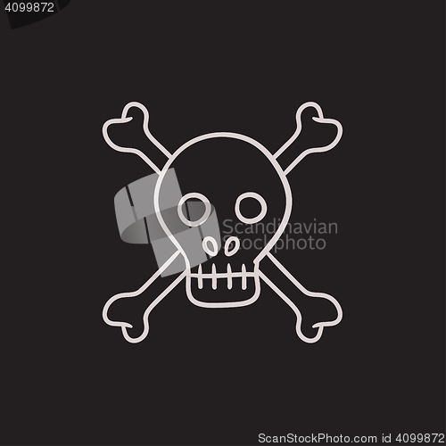 Image of Skull and cross bones sketch icon.