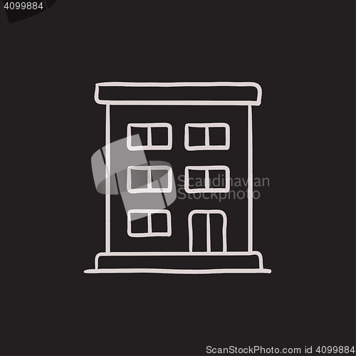 Image of Residential building sketch icon.