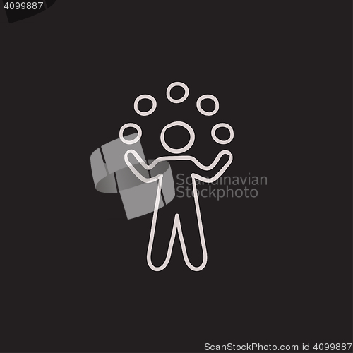 Image of Man juggling with balls sketch icon.