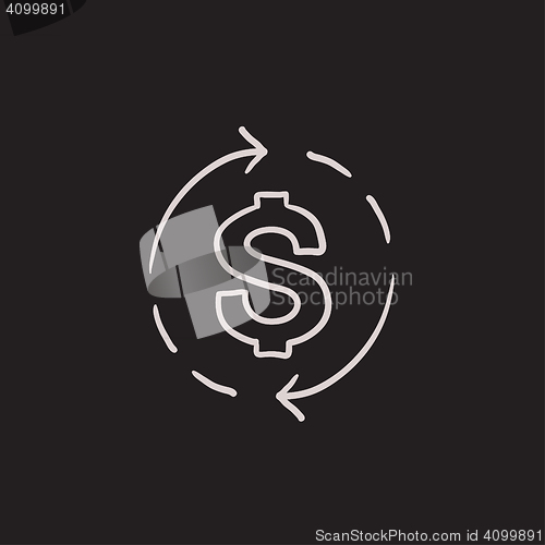 Image of Dollar symbol with arrows sketch icon.