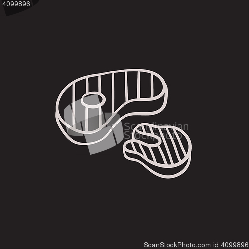 Image of Grilled steak sketch icon.