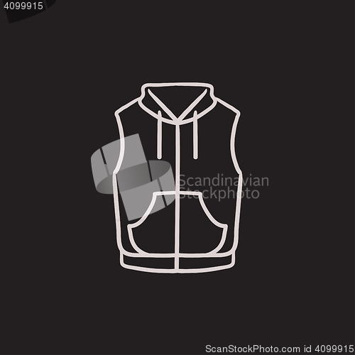 Image of Vest down jacket sketch icon.