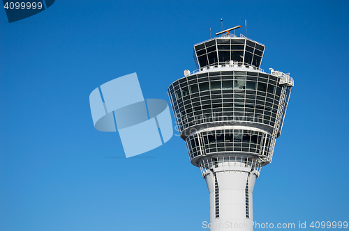 Image of Modern air traffic control tower in international passenger airp