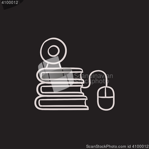 Image of Online education sketch icon.