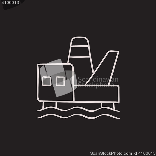 Image of Offshore oil platform sketch icon.