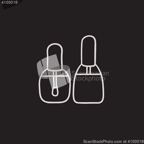 Image of Bottles of nail polish sketch icon.