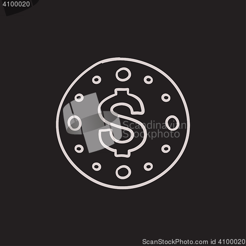 Image of Wall clock with dollar symbol sketch icon.