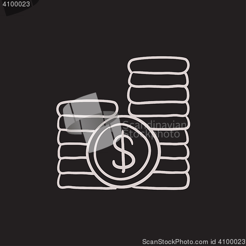 Image of Dollar coins sketch icon.