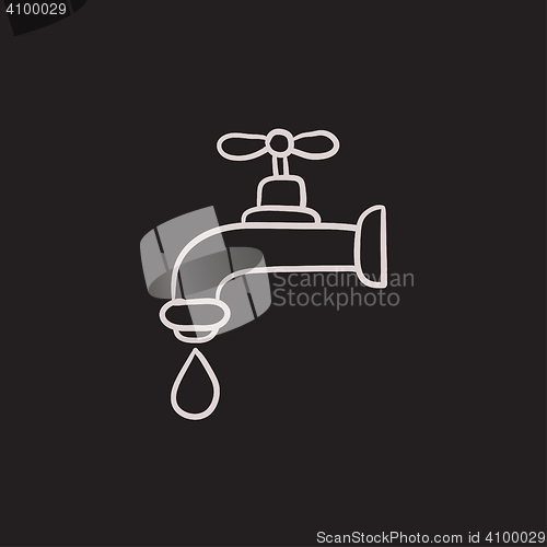 Image of Dripping tap with drop sketch icon.