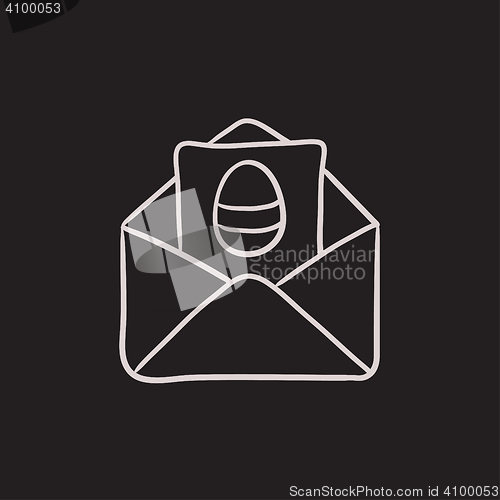 Image of Easter greeting card in envelope sketch icon.