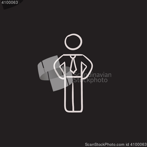 Image of Businessman standing sketch icon.