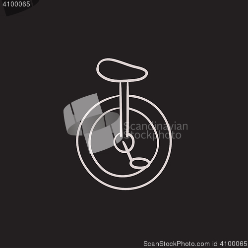 Image of One wheel bicycle sketch icon.