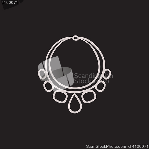 Image of Necklace with gems sketch icon.