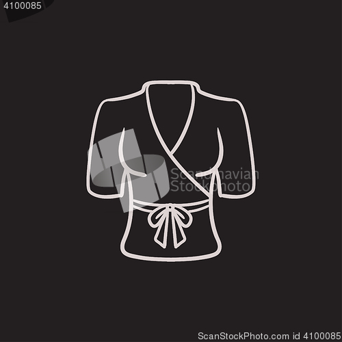 Image of Short female bathrobe sketch icon.