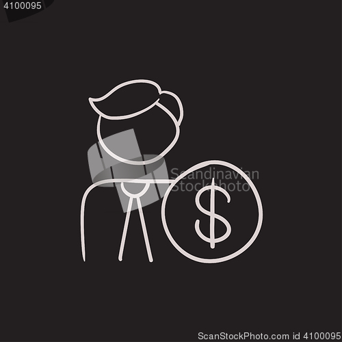 Image of Man with dollar sign sketch icon.
