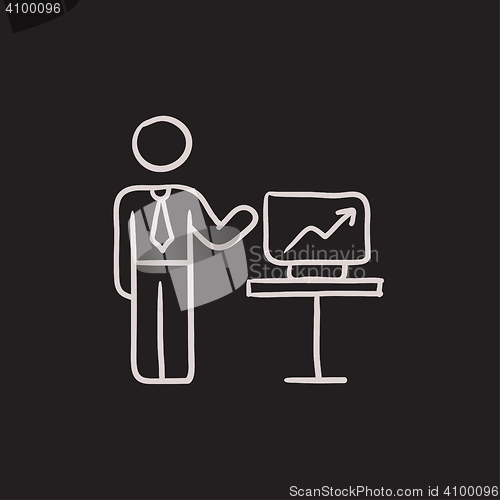 Image of Business presentation sketch icon.