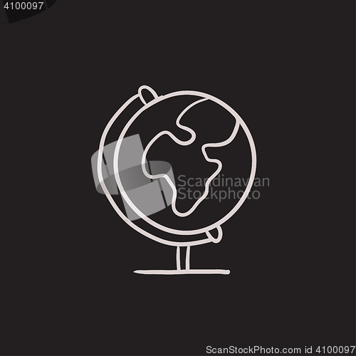 Image of World globe on stand sketch icon.