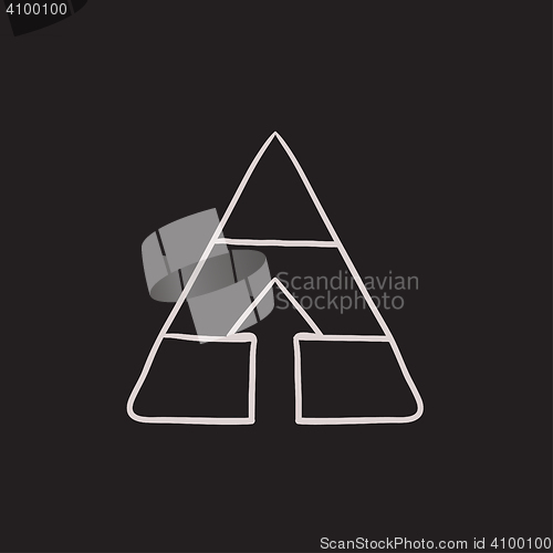 Image of Pyramid with arrow up sketch icon.