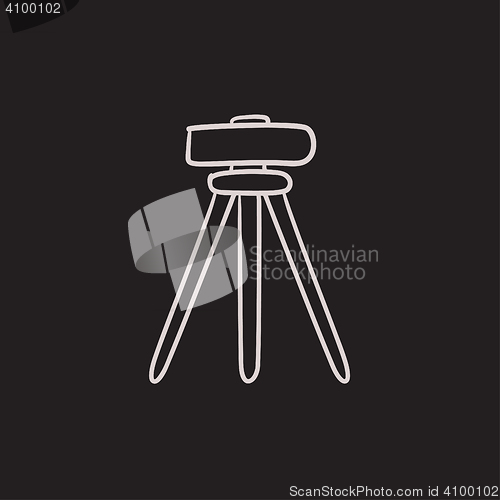 Image of Theodolite on tripod sketch icon.