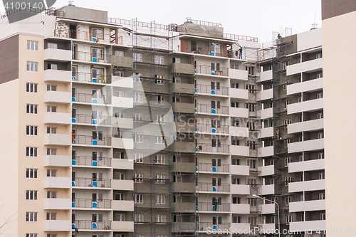 Image of Anapa, Russia - November 16, 2016: the final stage of construction of new buildings, the execution of finishing facade works