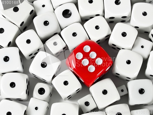 Image of Red and white game dice