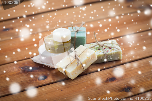 Image of handmade soap bars on wood