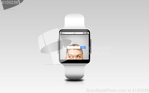 Image of close up of smart watch with internet search bar