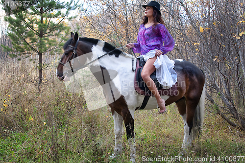 Image of Young Woman And Horse