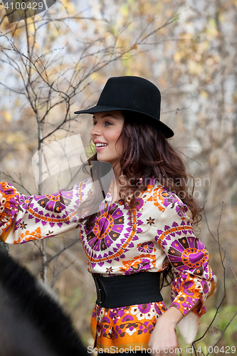 Image of Young Beautiful Woman In The Forest