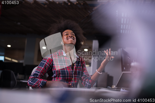 Image of portrait of a young successful African-American woman in modern 