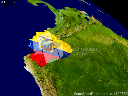 Image of Ecuador with flag on Earth