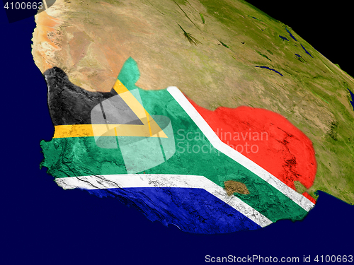 Image of South Africa with flag on Earth