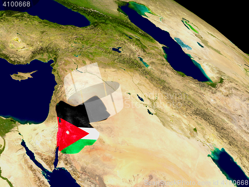 Image of Jordan with flag on Earth