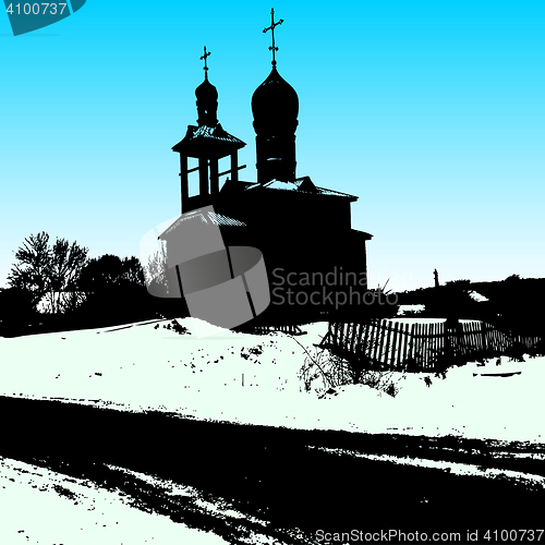 Image of Silhouette of the old church. illustration.