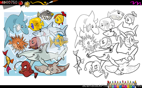Image of fish characters coloring book