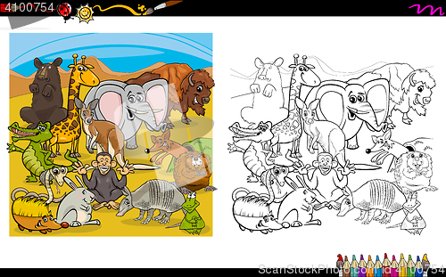 Image of animals group for coloring