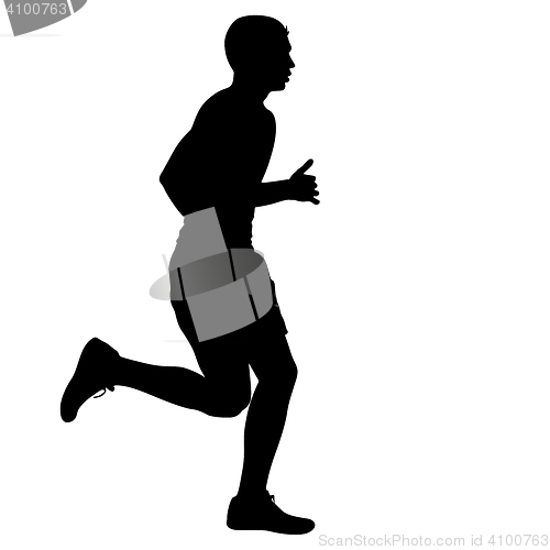 Image of Silhouettes Runners on sprint, men. illustration.