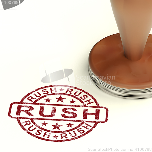 Image of Rush Stamp Shows Speedy Urgent Express Delivery