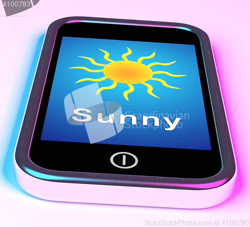 Image of Mobile Smartphone Shows Sunny Weather Forecast