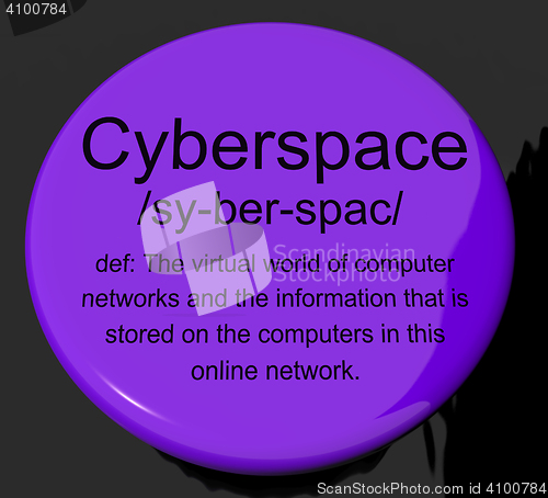 Image of Cyberspace Definition Button Showing Virtual World Of Online Net