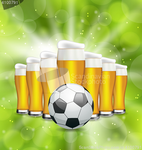 Image of Football Poster with Glasses of Beer and Soccer Ball