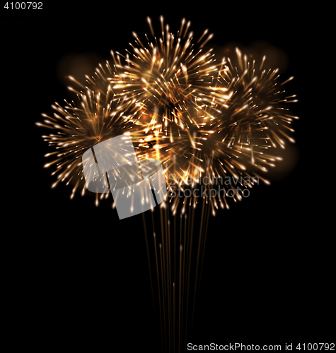 Image of Realistic Fireworks Exploding in the Night Sky