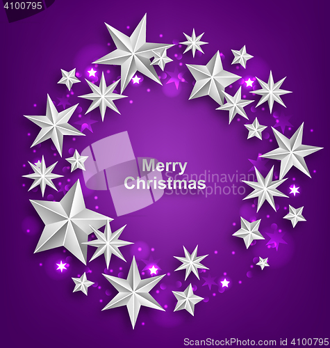 Image of Abstract Celebration Round Frame Made of Silver Stars