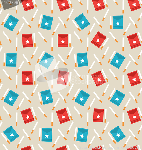 Image of Seamless Pattern of Package Boxes and Cigarettes