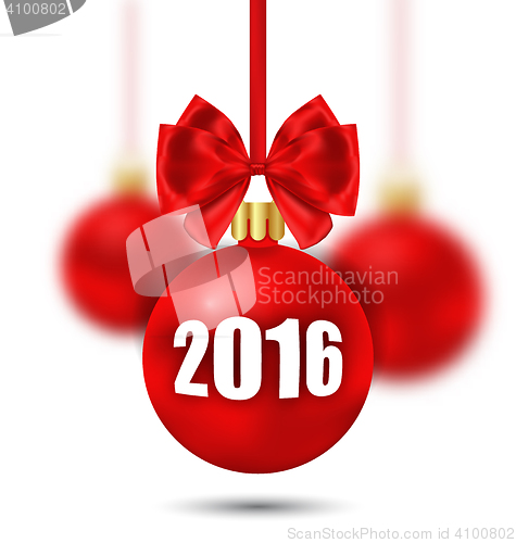 Image of New Year Background with Christmas Balls and Bows 